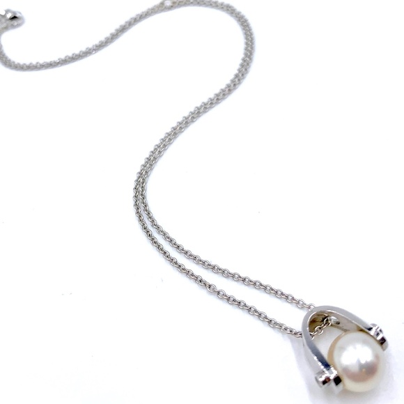 14K White Gold 10mm Pearl & Diamond Paragon Necklace